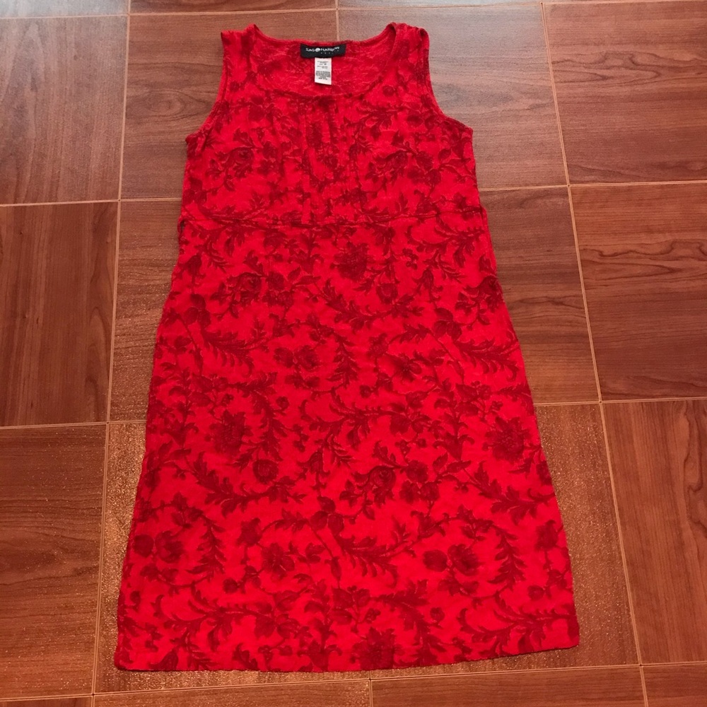 Red dress with rose print